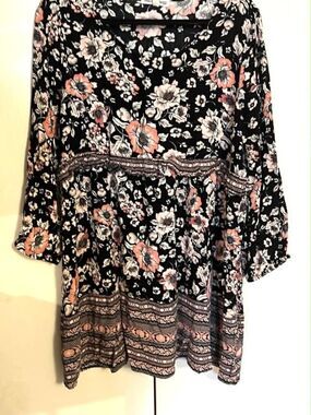 Wallflower Black Floral Boho Dress – Size XL
